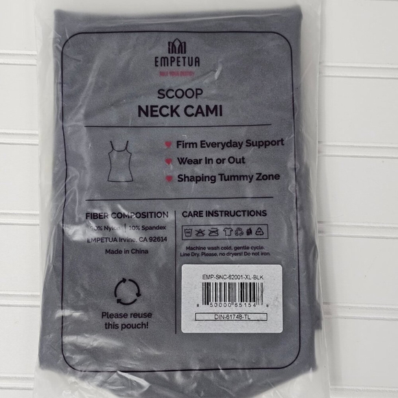 Empetua by Shapermint Women's Black Scoop Neck Shaper Cami Size XL NWT - Picture 13 of 13